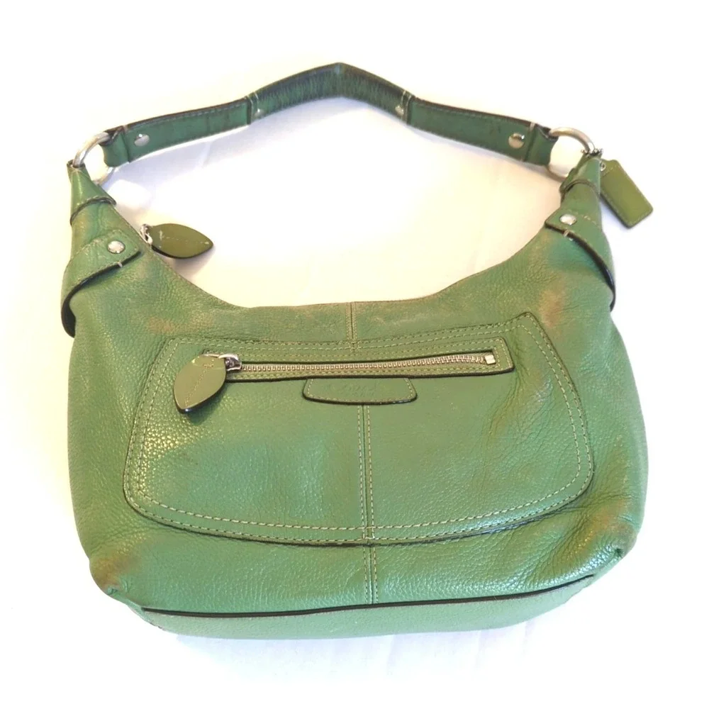 Rare Authentic Vtg Coach Penelope Shoulder Bag Leaf Green Pebbled Leather - Picture 2 of 11